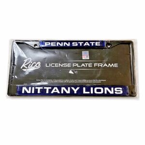 Penn State Nittany Lions License Plate Frame Rico Black Chrome New Sealed